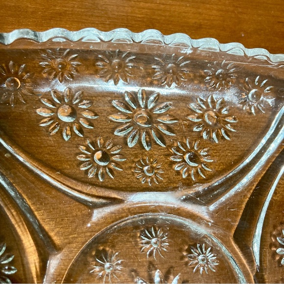 Glass Dish Plate Jewelry Trinket Candy Holder Display Daisies Square 6.5" Square - Picture 6 of 11